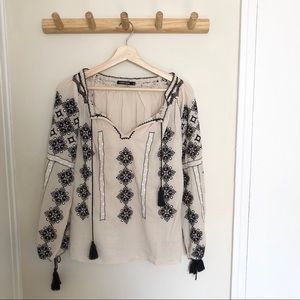 Anthropologie Embroidered Peasant Blouse